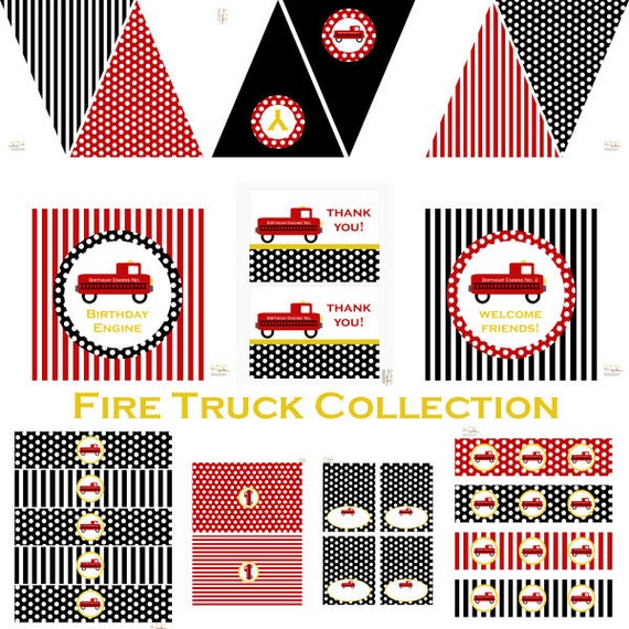 Firetruck Birthday, Firetruck Baby Shower, Firetruck Birthday Decorations, Firetruck Baby Shower Decorations, Firetruck Party Decorations Il_570xn