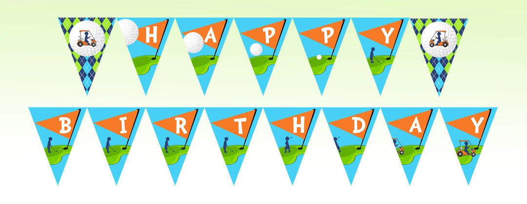 Golf Party Happy Birthday Banner As Seen On Hostess With The