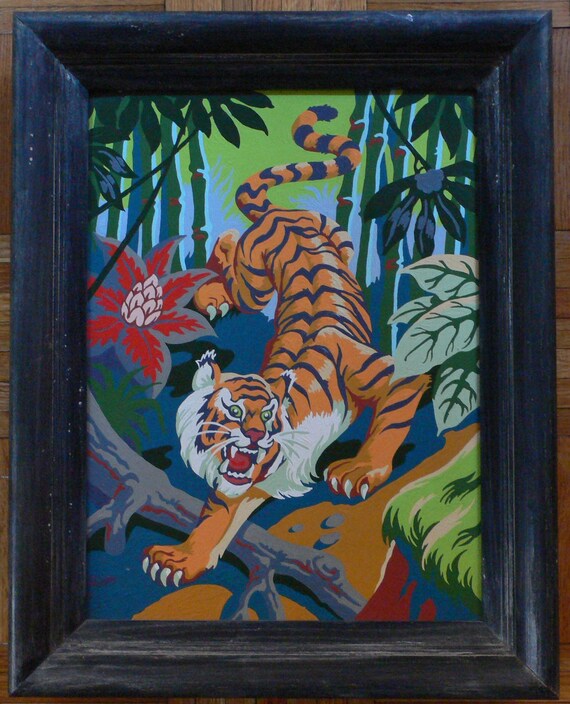 Framed Paint by Number Masterpiece Tiger Painting by dixielarue