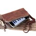 Gadget Suede Leather Zipper Wristlet Pouch in Orange Brown- L size
