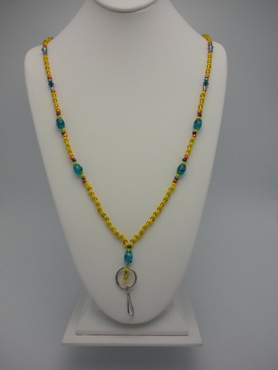 ID badge holder interchangeable beaded ID necklace jeweled