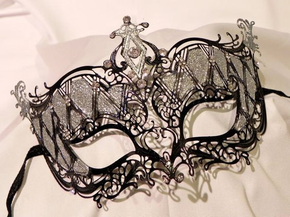 Black and Silver Metallic Masquerade Mask