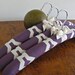 Padded Hangers, Purple and Natural Geometric with Organic Taffeta Ribbon Accent (Set of 3)