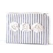 shabby chic zipper pouch, small clutch in vintage inspired blue and white ticking with freestyle rosettes
