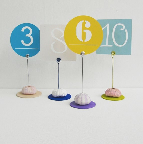Items similar to Urchin Table Number Holder, wedding table number holder, number card holder