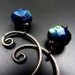Flashy Specrolite Hoop Oxidized Sterling Silver Earrings