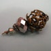 BD152 Vintage Style Pendant Dangle Large Filigree bead capped with a Metallic Crystal and mixed metal 1 pc