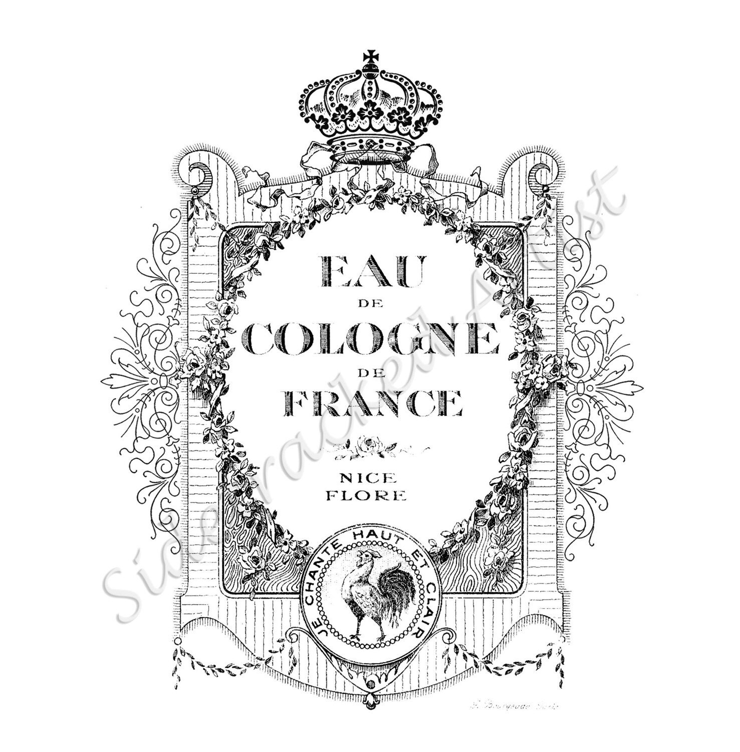 INSTANT Download Vintage French Perfume Label / DIGiTAL IMAGE
