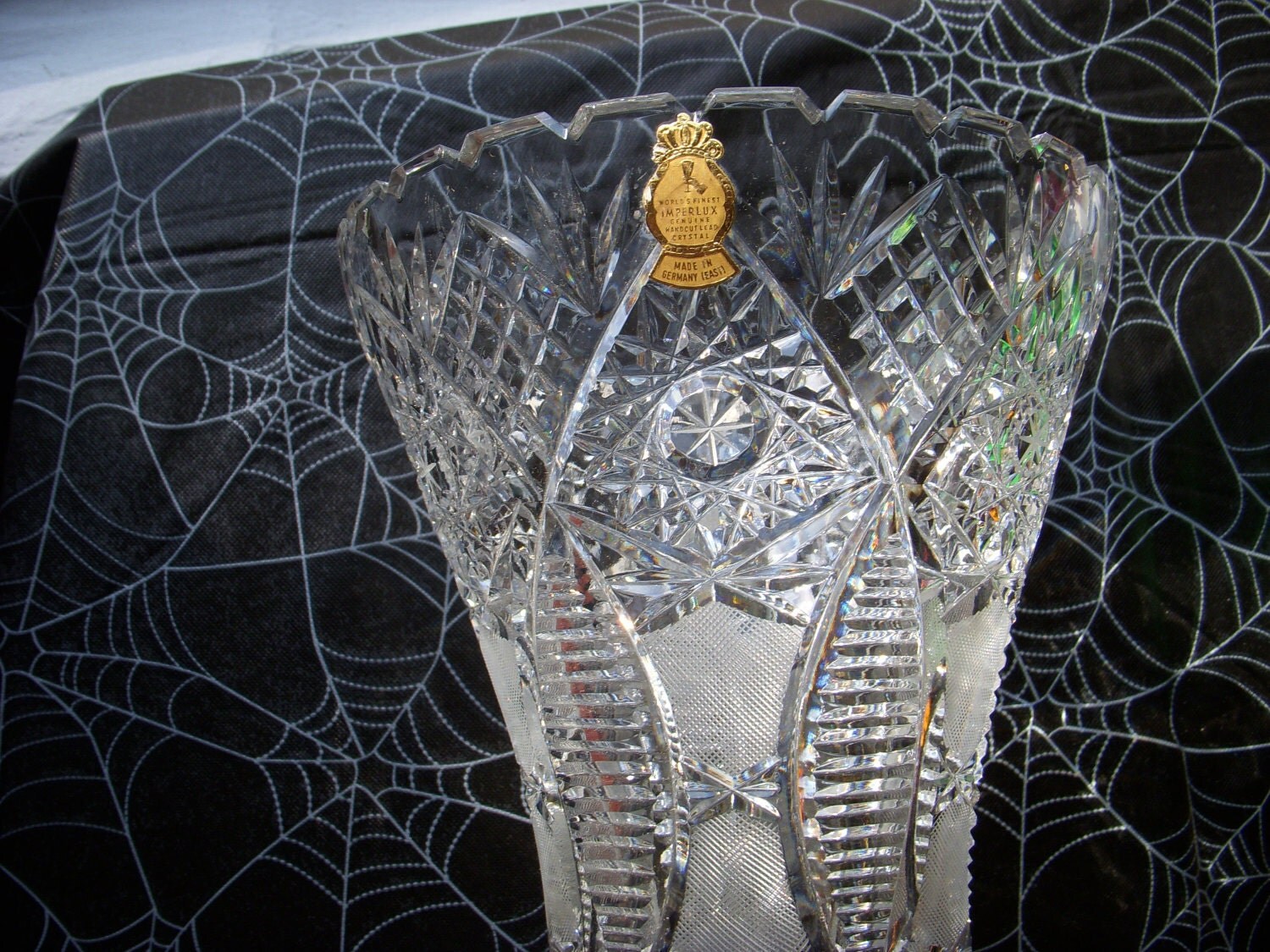 Vintage Hand Cut Lead Crystal Vase Imperlux by MyYiayiaHadThat