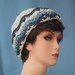 CLEARANCE PRICED - Ski Hat Beanie - Denim Blues & Ivory - Hand Crocheted - Soft Acrylic Yarn - Warm Winter Cap - Ladies or Girls