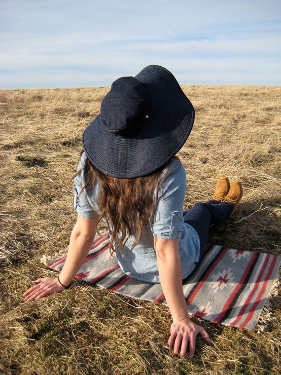 Items Similar To Wide Brimmed Sun Hat Floppy Hat Blue Denim On Etsy