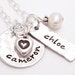 Two name Hammered hand stamped sterling silver personalized necklace