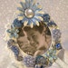 Jeweled Picture Frame Ocean Themed Saphire Blue Vintage Earrings and Enamel Brooch