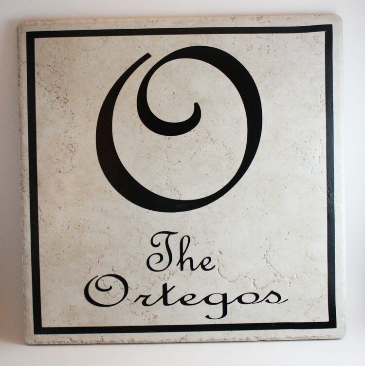 Ceramic Tile Name Plate with Initial and the Last by TincysCorner