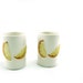 Vintage ceramic saki or juice cups with citrus slices, juice glasses, large shot glasses