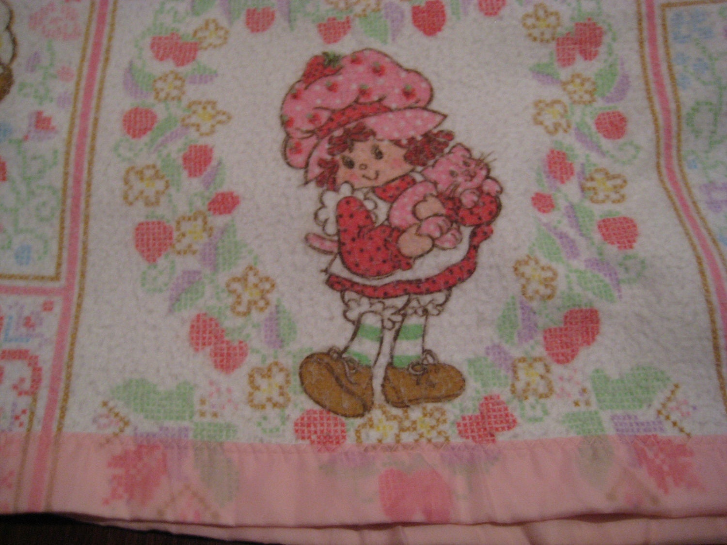 Vintage Strawberry Shortcake Felt Blanket