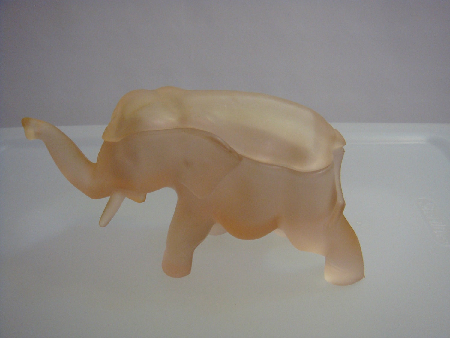 Tiara Exclusive Pink Frosted Satin Glass Elephant Indiana