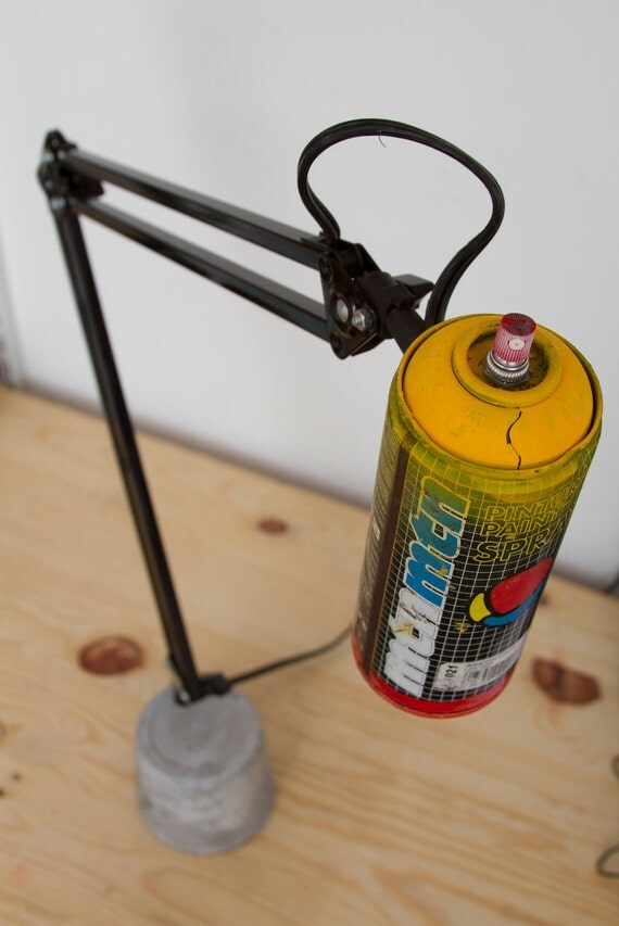 Large Spray Paint Swivel Arm Architect Lamp with Concrete