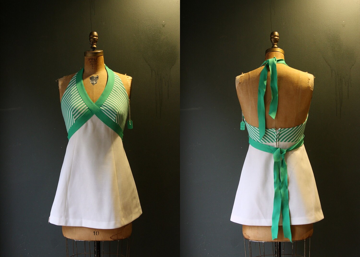 Tennis Dress / Vintage 60s Halter Top Tennis Dress