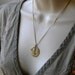Vintage Coin Necklace Double Side French Patina Brass Vintage Brass Box Chain Fleur de lis Charm Free Shipping in the U.S.