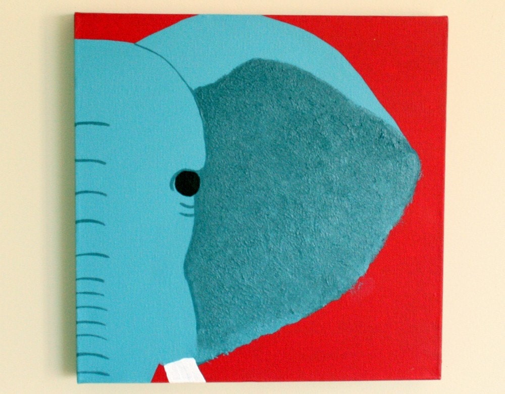 Elephant painting for child / baby nursery. Safari animal