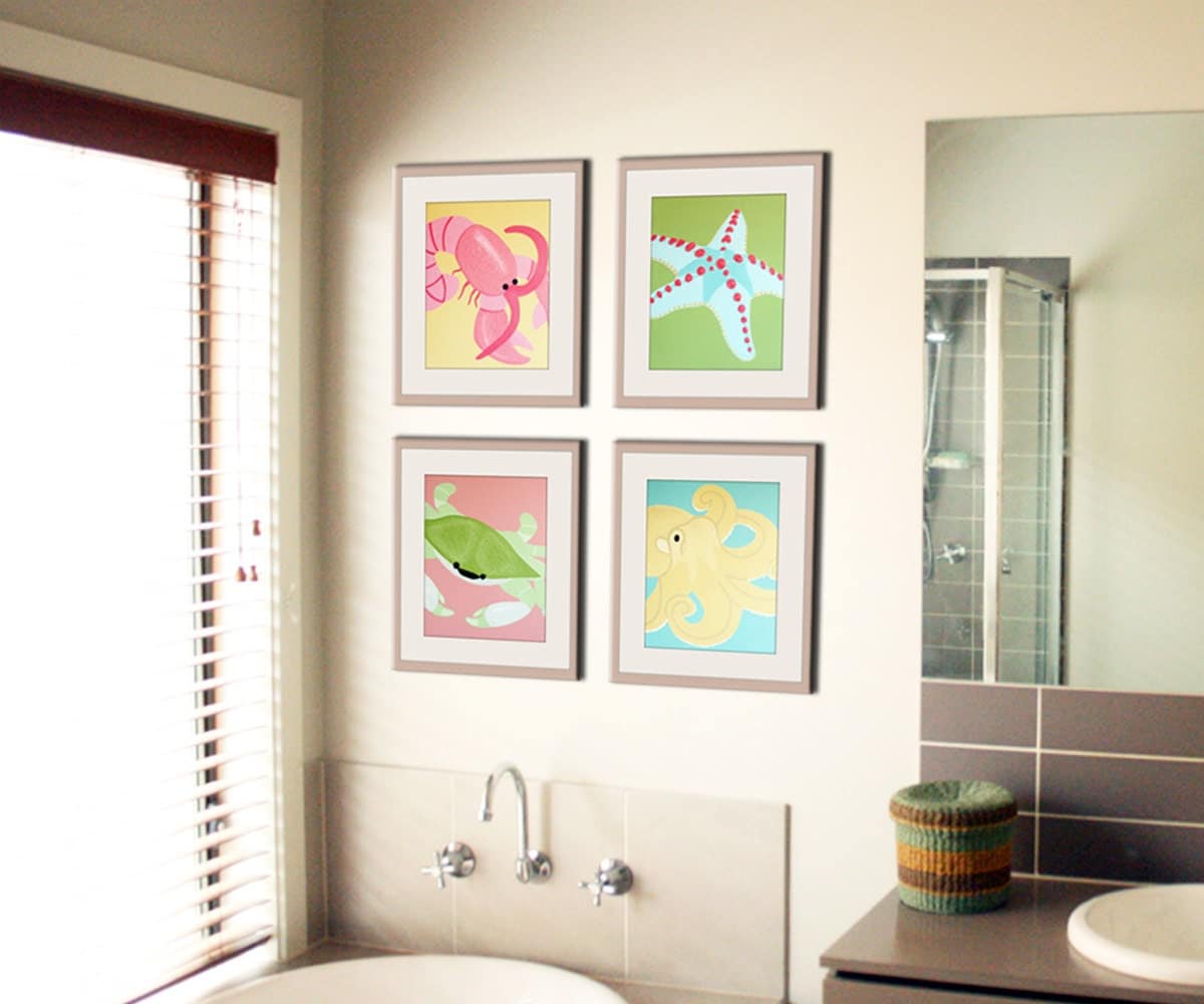 Bathroom art bathroom prints. Kids bathroom children art.