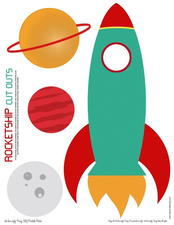 Items similar to Rocketship Collection Cut Out Cake Toppers DIY