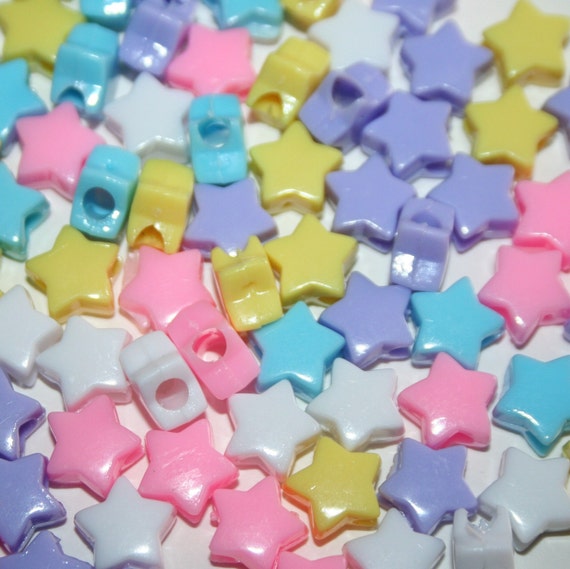 100 Pastel Star Pony Beads
