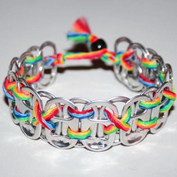 Rainbow Pop Can Tab Bracelet with Alternating by eclecticKel