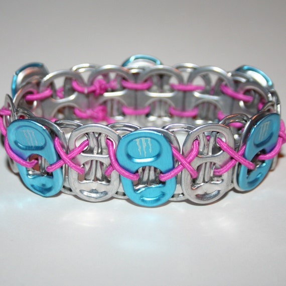 Blue Monster Energy Pop Can Tab Bracelet Pink by eclecticKel