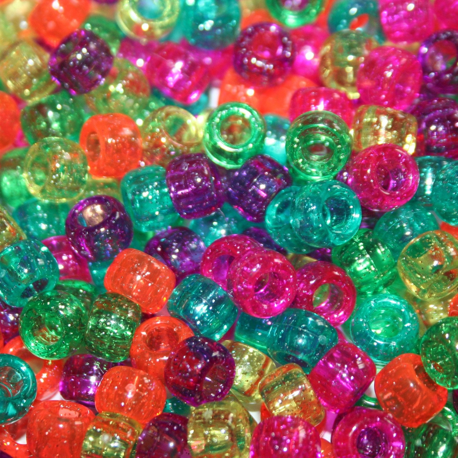 1000 Jelly Glitter Pony Beads Multicolored by eclecticKel on Etsy