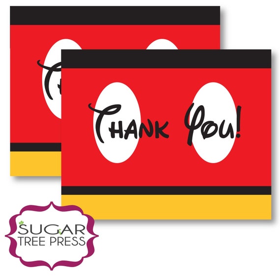 Printable Mickey Mouse Inspired Thank You Cards