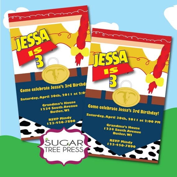 Printable Toy Story 3 Jesse Inspired Birthday Invitation