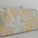 Brocade Bridesmaid Clutch, Evening Bag, Yellow and Silver