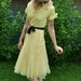 1950s Dress // Yellow Flocked Day Dress // Vintage 1950s // Xs-S