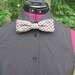 Vintage 1950s or 1960s Grey Square End Clip-On Bow Tie with Red and White Dots