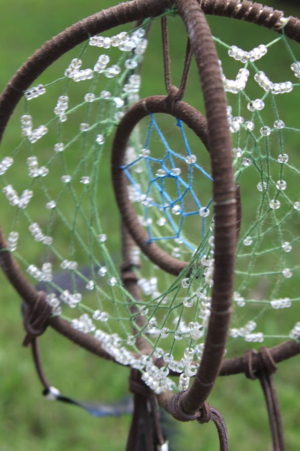 Beaded Dreamcatcher OOAK Three Ring Dream Catcher of the