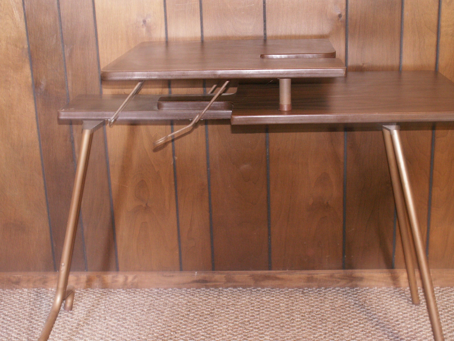 Vintage Wood Sewing Table with Folding Metal Legs Sirco Mfg.