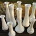 nine vintage milk glass vases