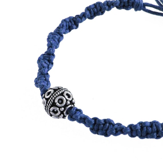 String Bracelet Bali Bead Silver Dipped