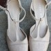 beige, off white t-strap oxford heels by Gianni Bini, U.S. size 9. Fits like 9 narrow or 8 1/2 regular