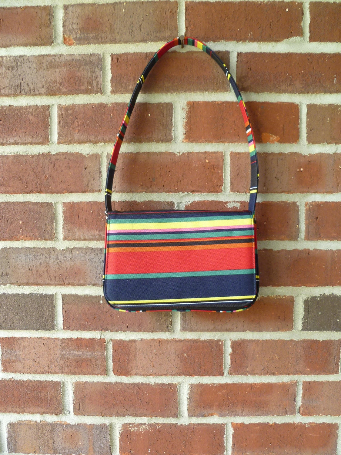 multi color striped shoulder bag Kate Spade-like medium in