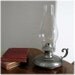 International Silver Company pewter oil or kerosene lamp and shade vintage