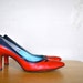 1950s/1960s Vintage Size 7.5 Heels / Vintage Red and Blue AMERICA heels