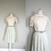 50s Summer Dress / Small Spring Dress / White Summer Dress - Light Green Pleated Sundress/ 1940s/1950s Sundress / Small Vintage Dress
