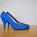 Bright Blue Heels / Blue Walter Steiger Heels / Vintage 1980s Size 6 Heels / Patent Leather Heels