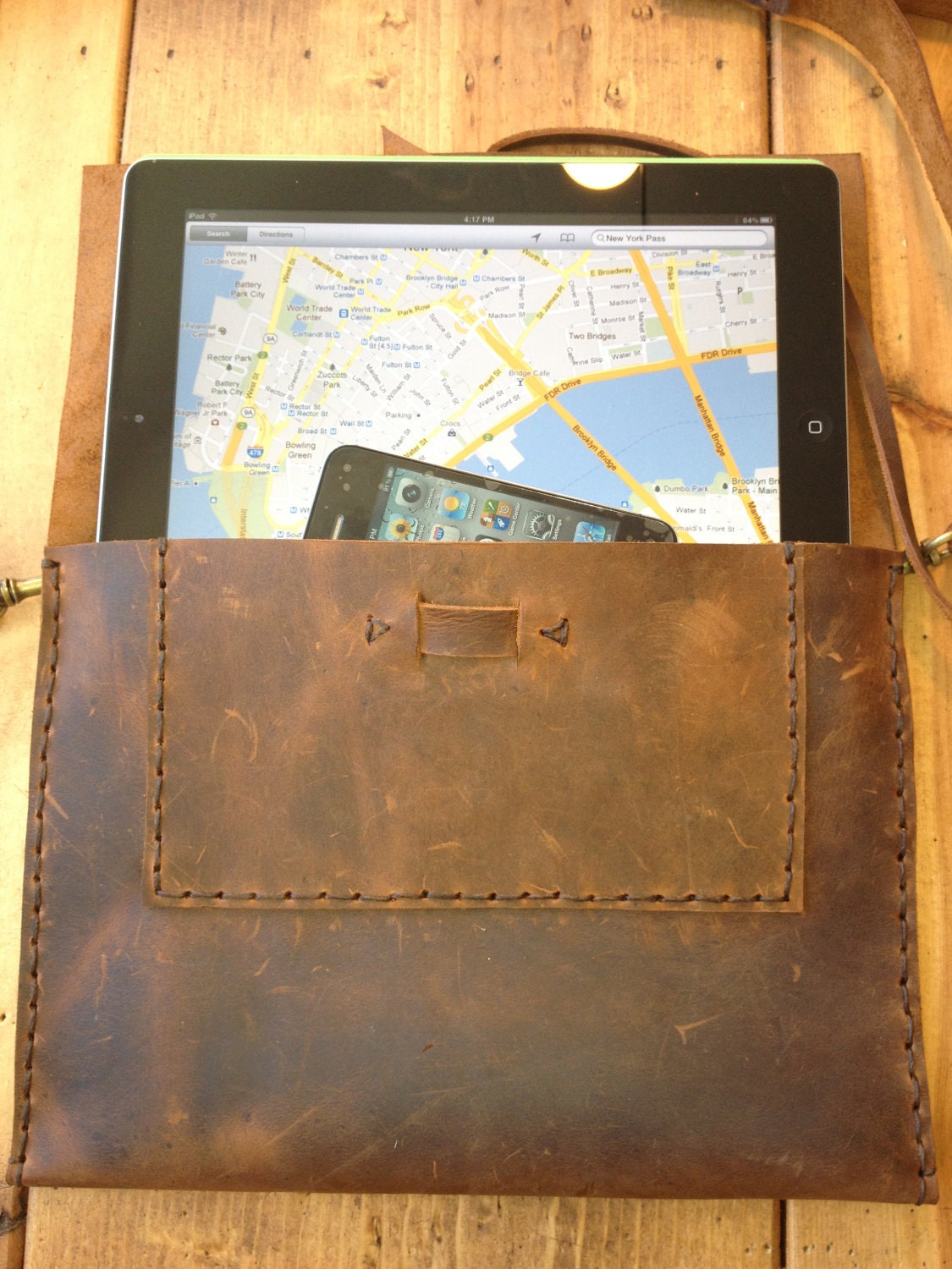iPad pro 9.7 leather crossbody bag Custom leather iPad pro