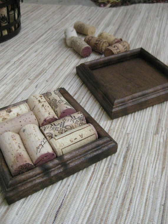 Wine Cork Coasters DIY set of 2 cherry brown stain on