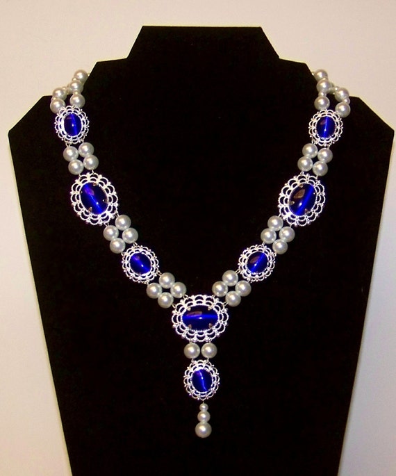 Medieval Tudor Sapphire Blue Necklace by TreasuresForAQueen