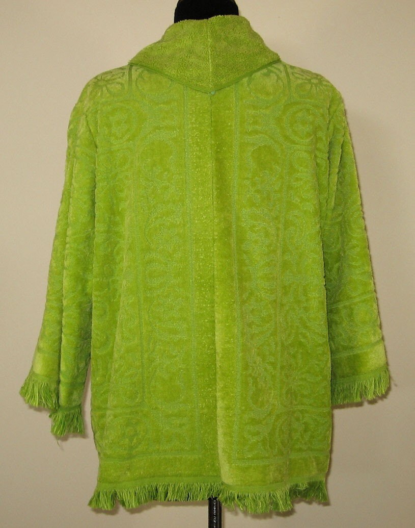 70s TOWEL JACKET Lime Green Terry Great Beach Coverup